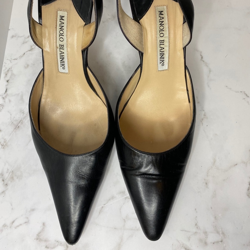 Manolo Blahnik sling back kitten heels